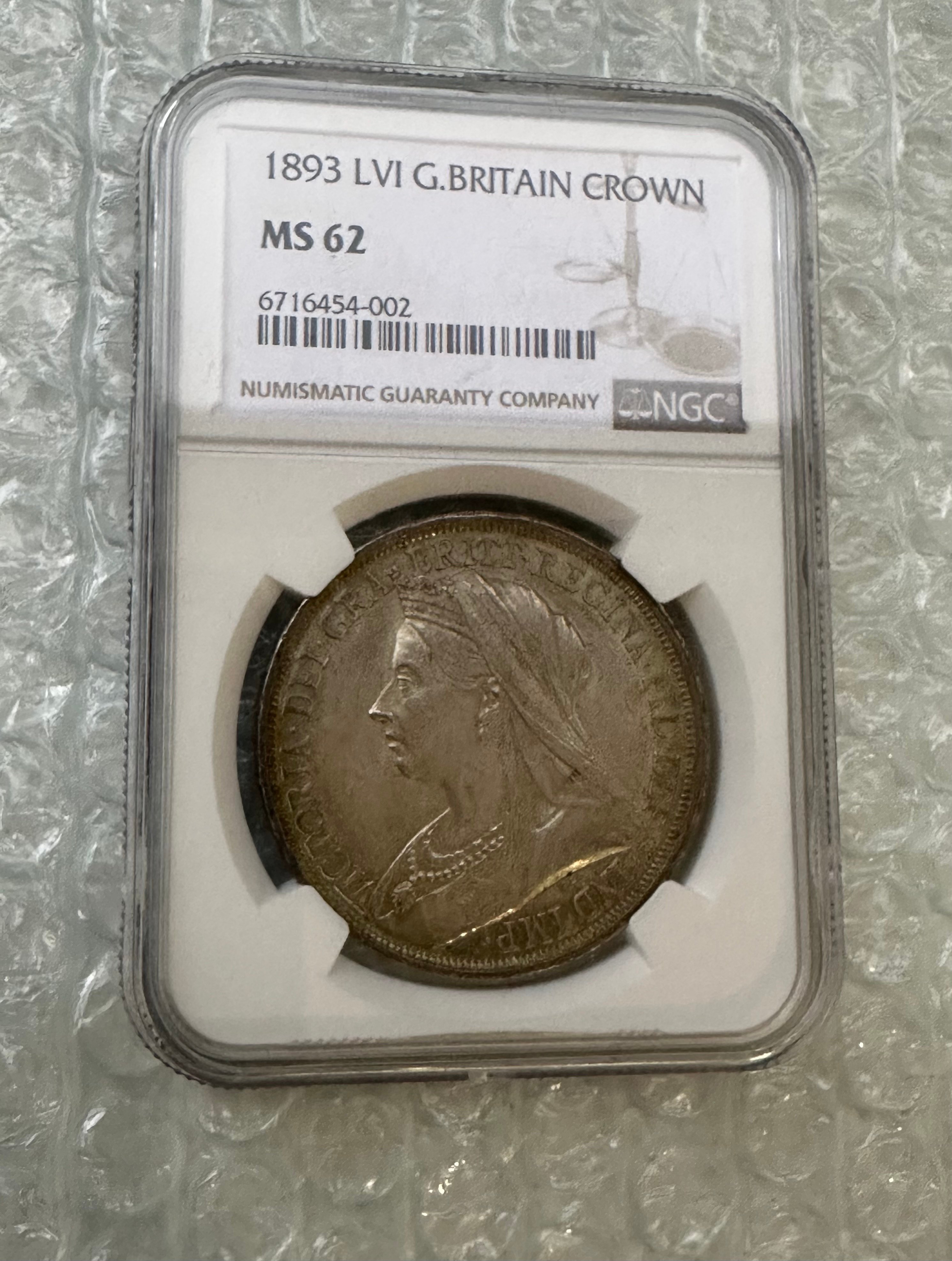 NGC鑑定MS62 クラウン銀貨 ヴィクトリア女王 1893年 ヴェールヘッド