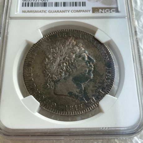 1818年LⅧ クラウン銀貨 ジョージ3世 NGC鑑定UNC ピストルッチ 聖ジョージの竜退治 シルバー アンティークコイン イギリス 英国 CLEANED