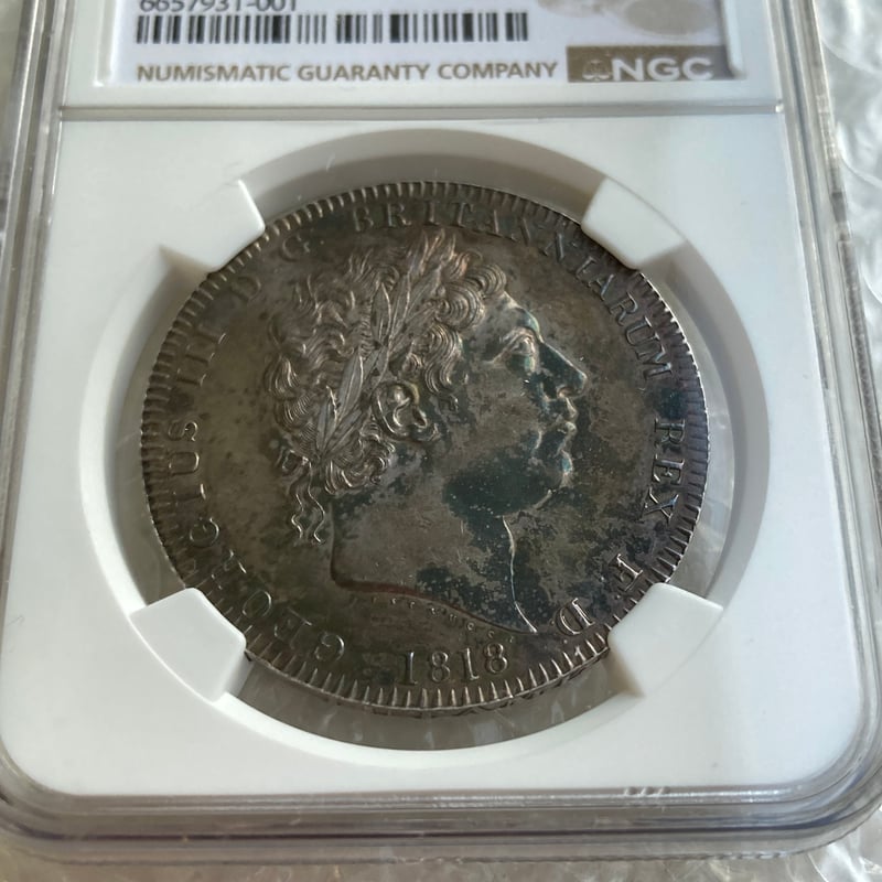 1818年LⅧ クラウン銀貨 ジョージ3世 NGC鑑定UNC ピストルッチ 聖
