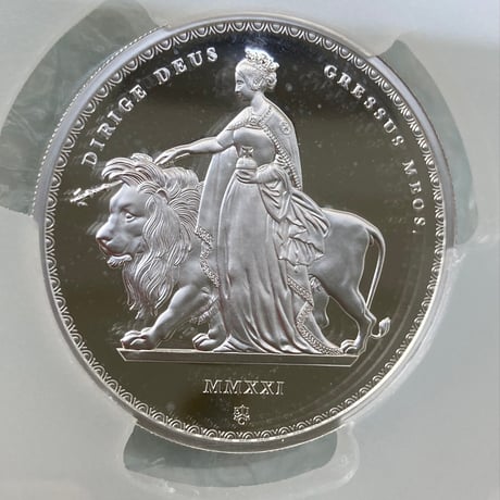 PCGS鑑定PR67 2オンス銀貨 ウナとライオン マスターピース版 2021年 イギリス領セントヘレナ造幣局 シルバープルーフコイン 大サイズスラブ