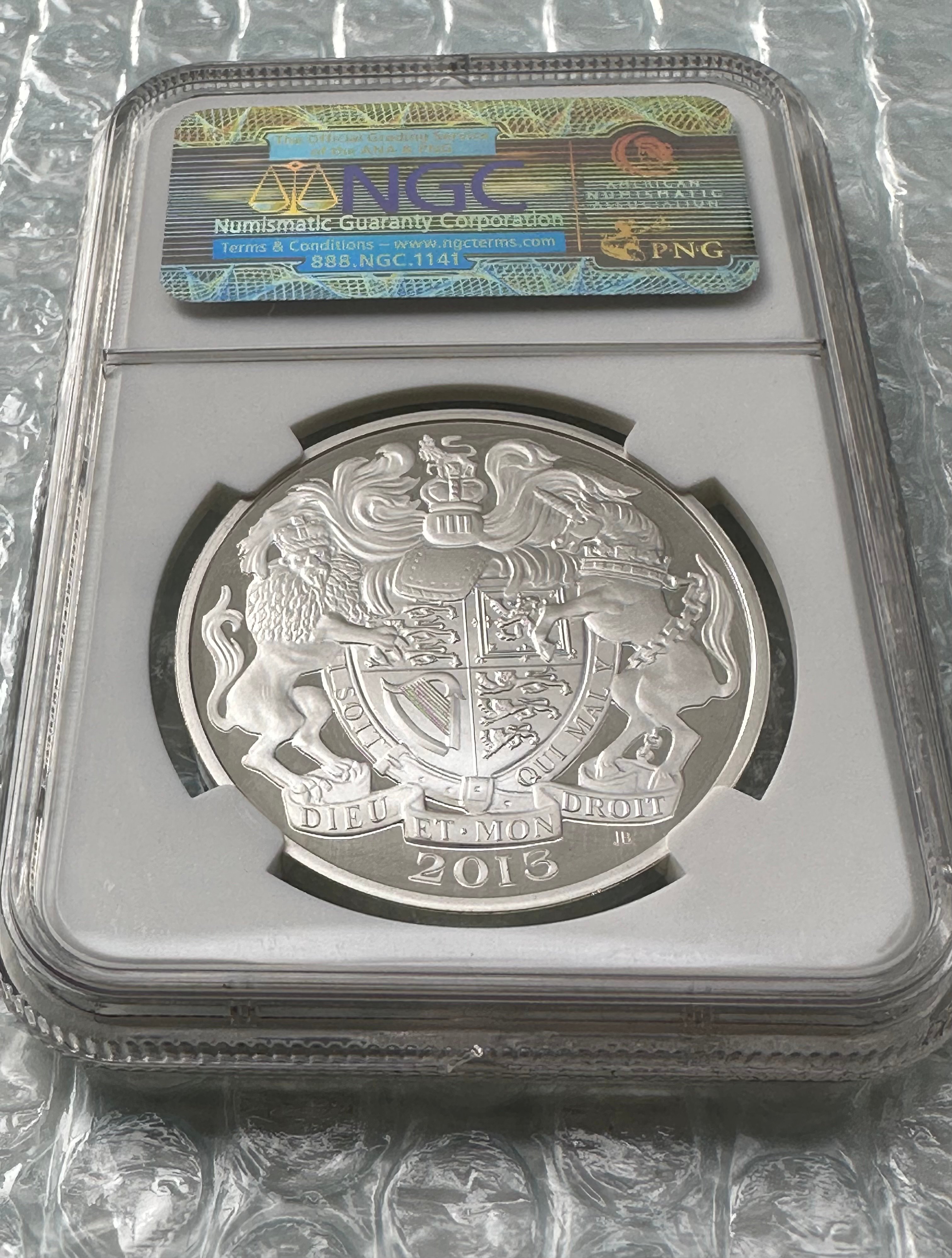 NGC鑑定PF70 2013年 エリザベス女王 戴冠60周年記念 5ポンド銀貨 英国