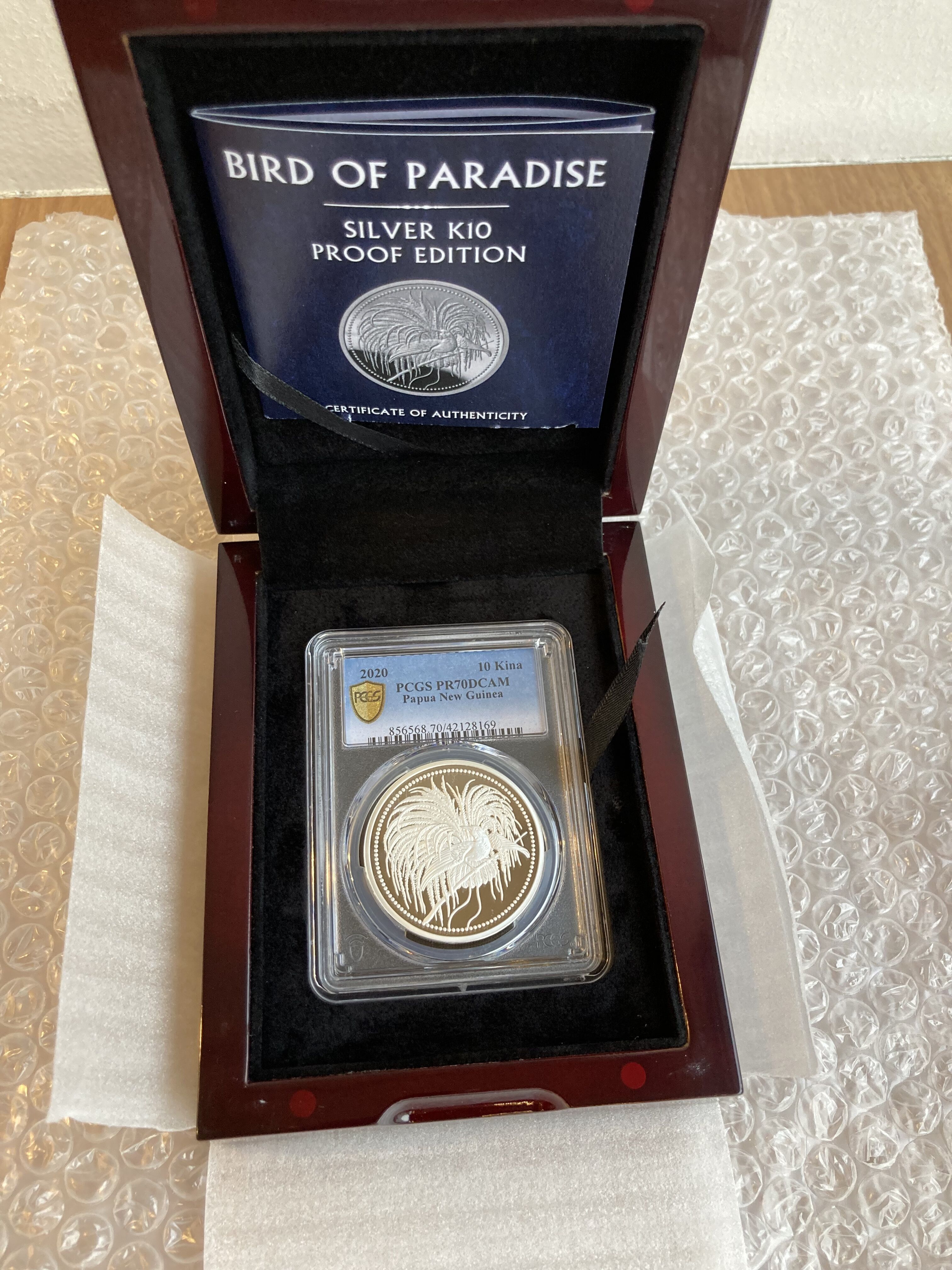 PCGS PR70DCAM】2020 パプアニューギニア 極楽鳥 10キナ 1オンス 銀貨
