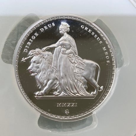 PCGS鑑定PR67 2オンス銀貨 ウナとライオン マスターピース版 2021年 イギリス領セントヘレナ造幣局 シルバープルーフコイン 大サイズスラブ
