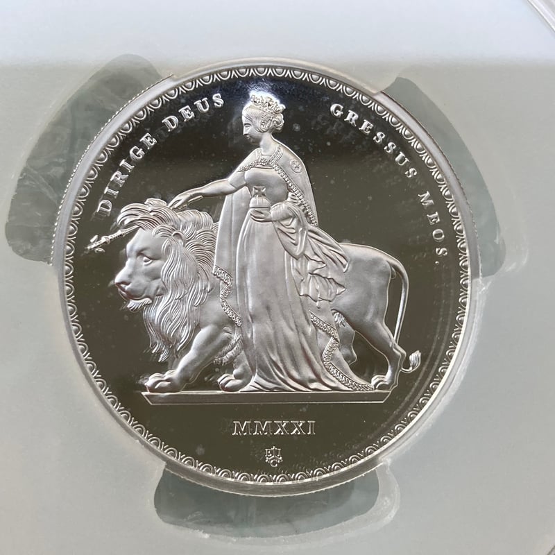 【特価】2021 ウナ ライオン 銀貨 マスターピース版 pcgs 準最高鑑定 2021年 セントヘレナ ウナとライオン マスターピース | Antique