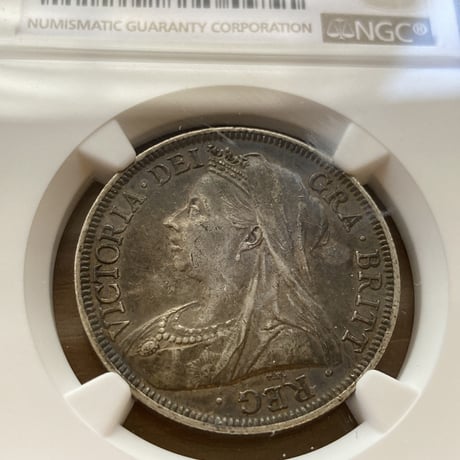 NGC鑑定AU50 1901年ハーフクラウン 銀貨 ヴィクトリア女王 クイーン 英国 イギリス アンティークコイン 1/2C crown silver coin