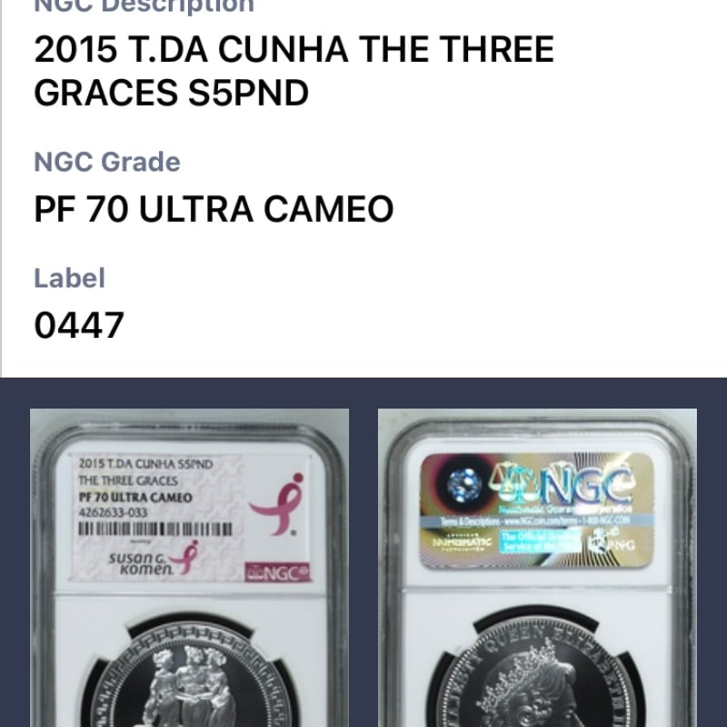 NGC鑑定PF70 スリーグレイセス 2015年 トリスタン・ダ・クーニャ