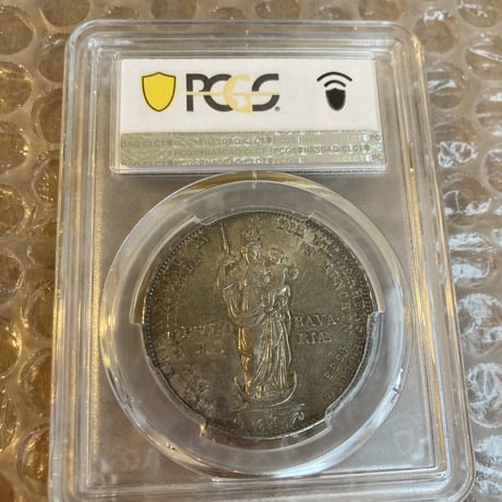 【PCGS鑑定AU55】ドイツ ババリア マドンナ グルデン銀貨 マキシミリアン2世 ギルダ－ 1855 Bavaria Madonna 2 Gulden アンティークコイン