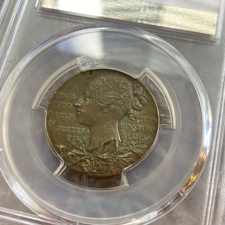 PCGS鑑定SP63 マット版 1897年 ヴィクトリア女王 ダイヤモンドジュビリー 銀 アンティーク シルバーメダル 26mm ヤングヘッド ※コインではない