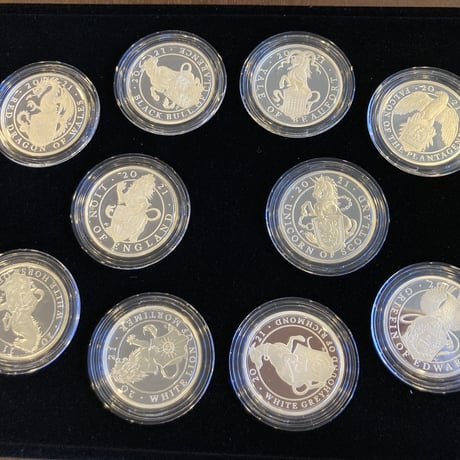 【10枚セット】 2021 クイーンズビースト 2オンス銀貨セット プルーフコイン シルバー QUEEN'S BEASTS completer 2oz Silver proof coin