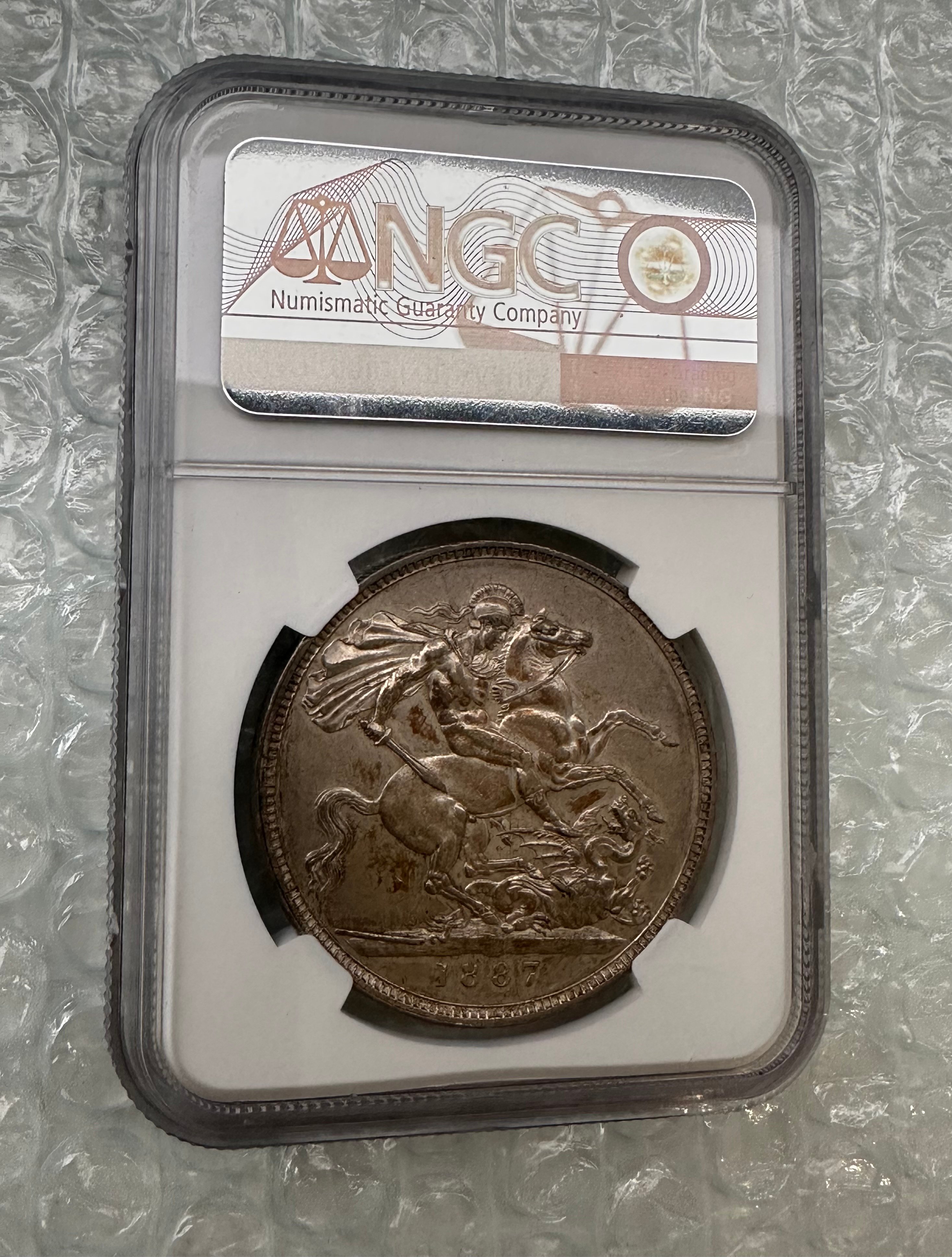 NGC鑑定AU58 ジュビリーヘッド 1887年 クラウン銀貨 ヴィクトリア女王