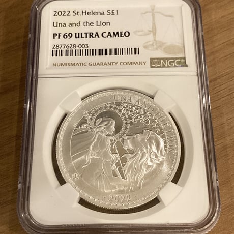 【NGC69鑑定】 ウナとライオン 2022年度版 イギリス領セントヘレナ造幣局  1オンス銀貨 シルバープルーフコイン Una Lion