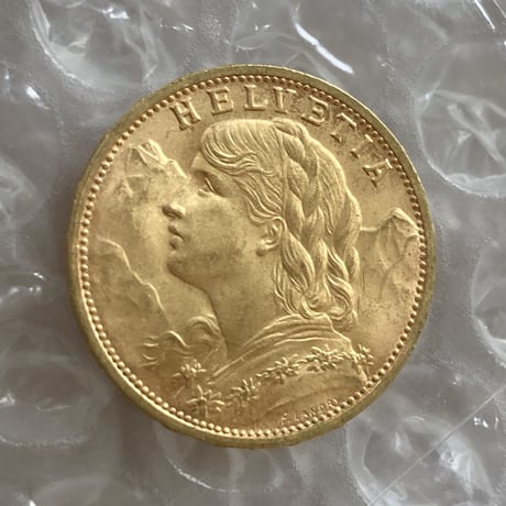 美品・未鑑定品 1935年LB スイス 20フラン金貨 ゴールド アルプスの少女 ブレネリ アルプス山脈と少女図 アンティークコイン