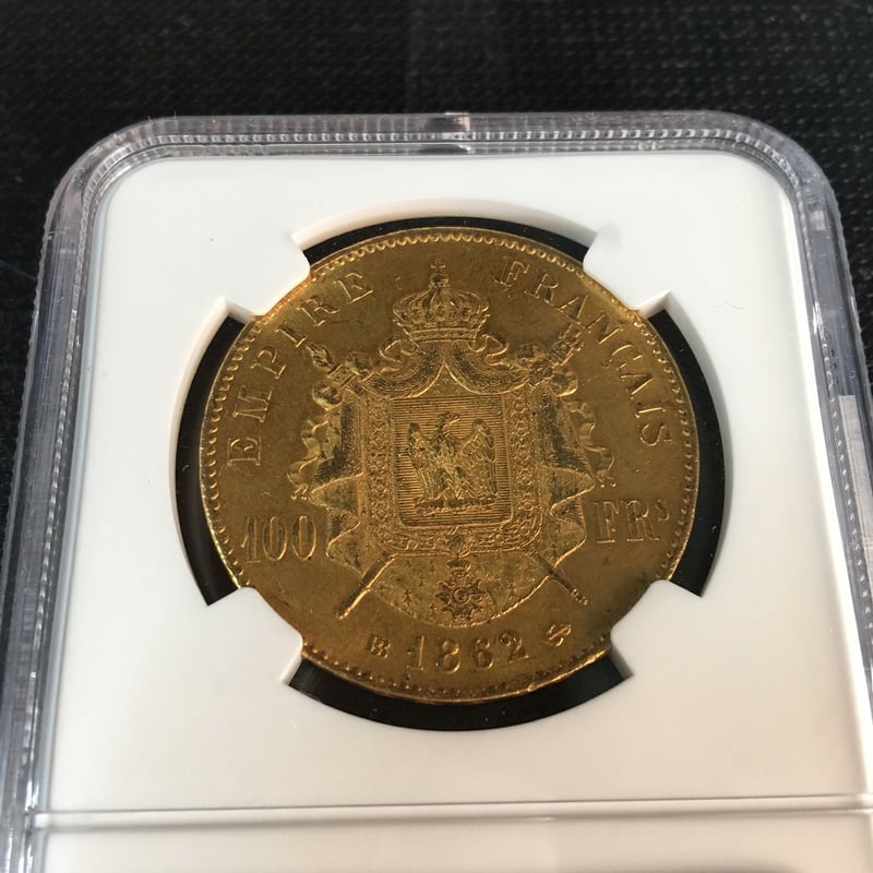 ストラスブール鋳造】1862BB NGC MS62 G100 Francs gold coi