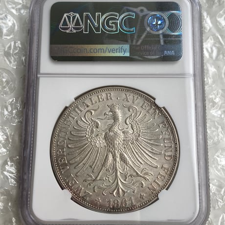 NGC鑑定MS61 ドイツ フランクフルト フランコニア 1861年 2ターラー銀貨 シルバー アンティークコイン ターレル taler thaler 2T Frankfurt