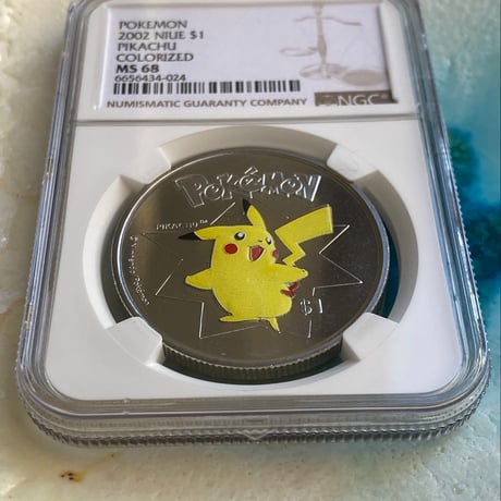 NGC鑑定MS68 ニウエ 2002年 ポケモン ピカチュウ カラー版 1ドル ニッケルコイン※ポケカ・トレカのようなコレクタブル投資にも