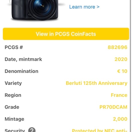 【PCGS鑑定PR70】ベルルッティ公式 BERLUTI  125周年記念銀貨 10ユーロ シルバー プルーフコイン フランス造幣局 フレンチミント カリグラフィー 革靴