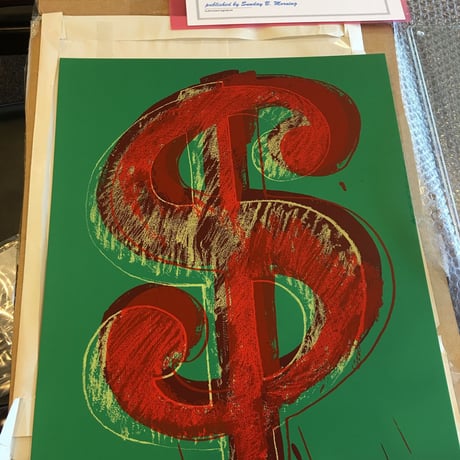 【新品】未使用品 COAあり アンディウォーホル ダラーサイン グリーン シルクスクリーンプリント サンデーBモーニング版 Andy Warhol Dollar sign