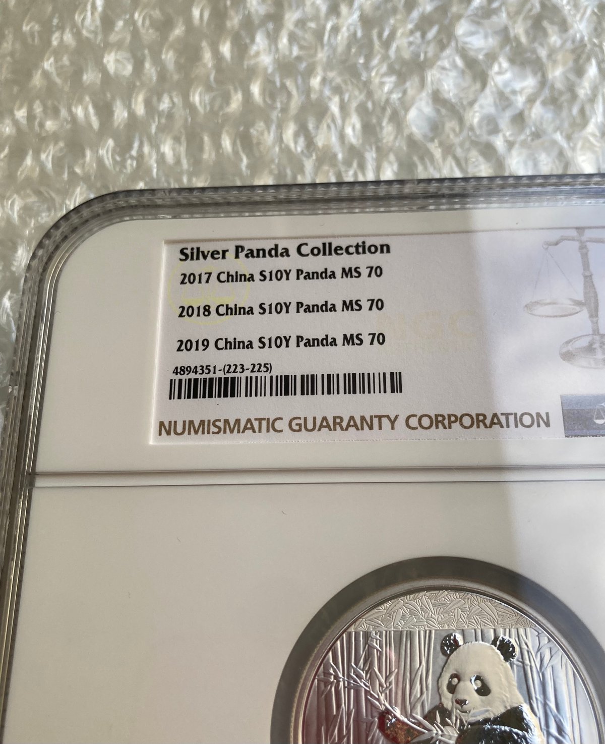 3枚ケース版・全て最高鑑定】2017,2018,2019年 パンダ銀貨 NGC鑑定MS70