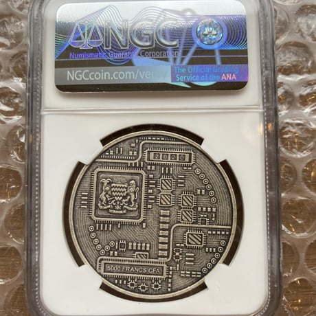 【NGC鑑定MS70・モナリザラベル版】 ビットコイン チャド共和国 CFAフラン アンティーク版 1オンス銀貨 シルバーコイン 暗号資産 暗号通貨 仮想通貨 Bitcoin