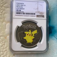 NGC鑑定MS68 ニウエ 2002年 ポケモン ピカチュウ カラー版 1ドル ニッケルコイン※ポケカ・トレカのようなコレクタブル投資にも