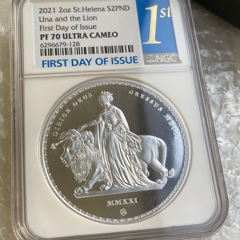 NGC鑑定PF70UC+FDI】 2オンス銀貨 ウナとライオン マスターピース版