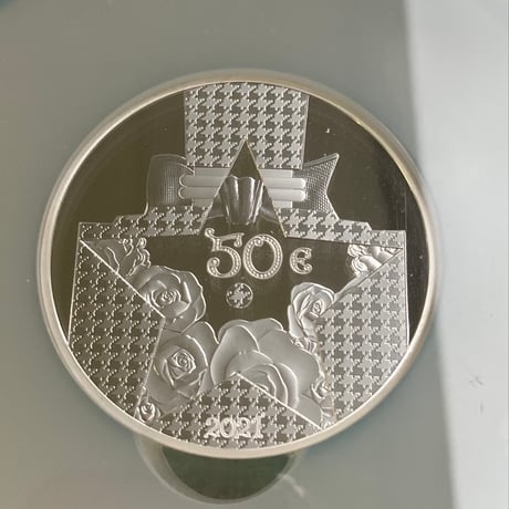 【NGC鑑定PF69】Dior公式 ディオール 5オンス銀貨 50ユーロ シルバープルーフコイン フランス造幣局 フレンチミント ミスディオールモチーフ 香水 瓶 ボトル