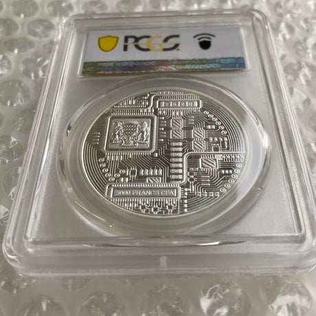 【PCGS鑑定最高鑑定・PR68】 ビットコイン チャド共和国 CFAフラン プルーフ版 1オンス銀貨 シルバー クリプトコイン 暗号資産 暗号通貨 仮想通貨 Bitcoin
