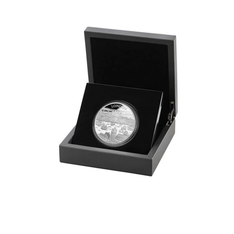 NGC70鑑定+FDI】5オンス銀貨 都市景観 ロンドン 2022 ロイヤル