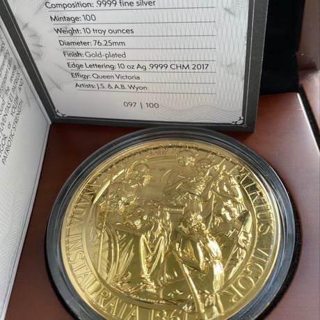 限定100枚・Gold-plated版 カナダのウナとライオン ヴィクトリア 10オンス 銀 シルバーメダル 2017年 建国150周年記念 ×銀貨・コイン