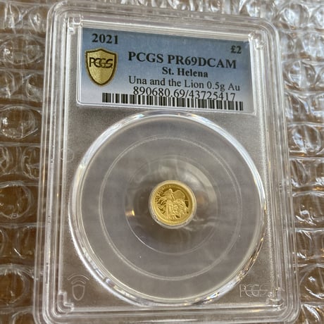 PCGS最高鑑定PR69 ウナとライオン 2021年 イギリス領セントヘレナ造幣局 £2 1/2g 金貨 ゴールド プルーフコイン 0.5g Una Lion