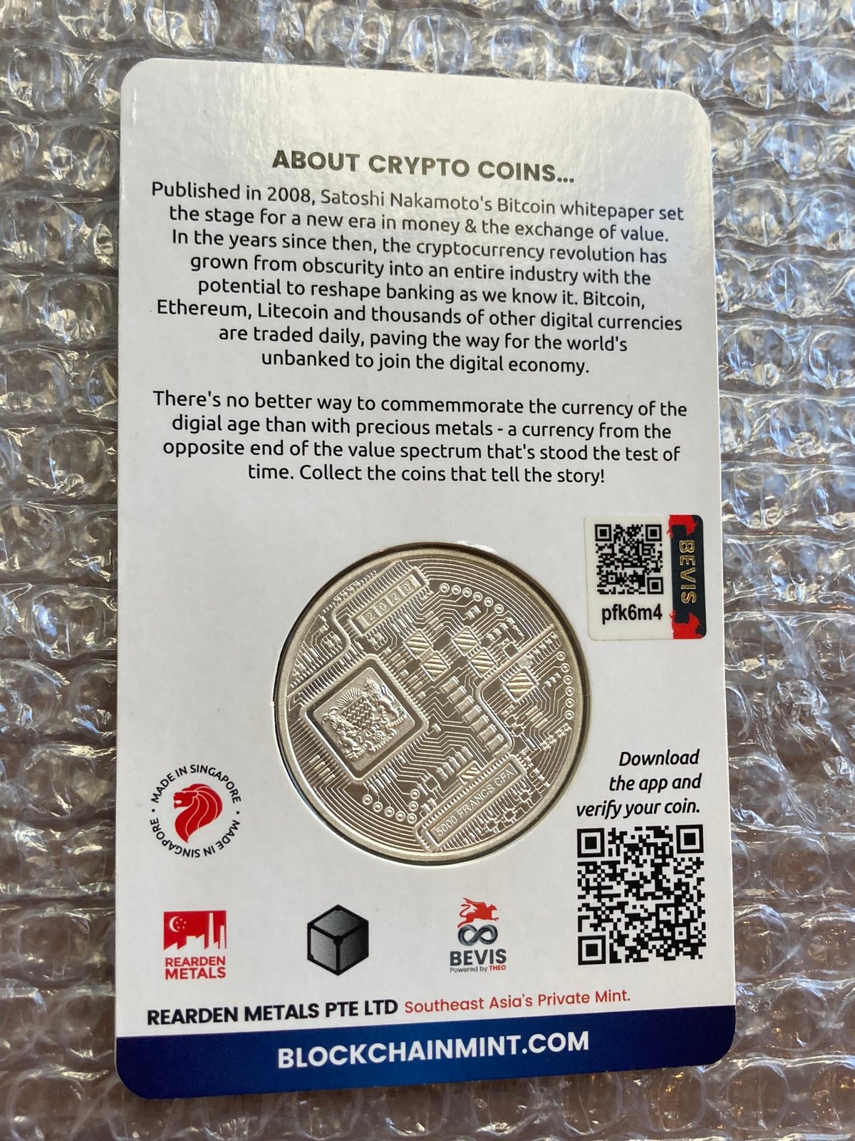 2020年　チャド共和国ライトコイン 記念1オンス銀貨 Litecoin ライトコイン モチーフ チャド共和国 CFAフラン プルーフ版 1