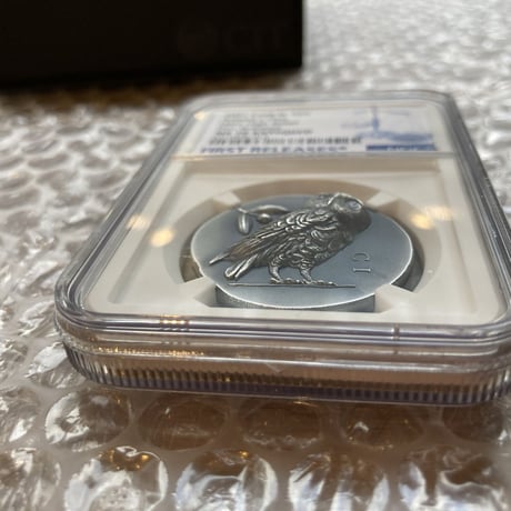 【NGC70鑑定+FR】アテネのフクロウ $5・1オンス  ハイレリーフ銀貨 クック諸島 アンティーク仕上げ シルバーコイン テトラドラクマ ATHENA’S OWL COOK