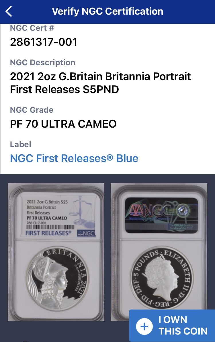 NGC鑑定 PF70UC+FR】2オンス銀貨 ロイヤルミント 2021年 プレミアム