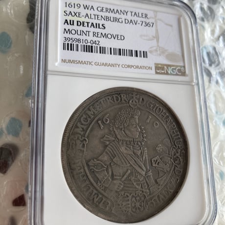 ターラー銀貨 4兄弟 1619年 神聖ローマ帝国 ドイツ ザクセン アルテンベルク NGC鑑定AU FOUR SONS taler theler silver coin アンティークコイン