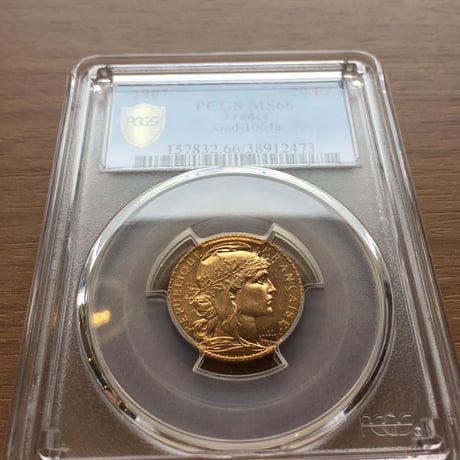 【PCGS MS66】フランス 1907年 20フラン ルースター金貨 コイン ゴールド 聖マリアンヌ 1907 FRANCE G20F