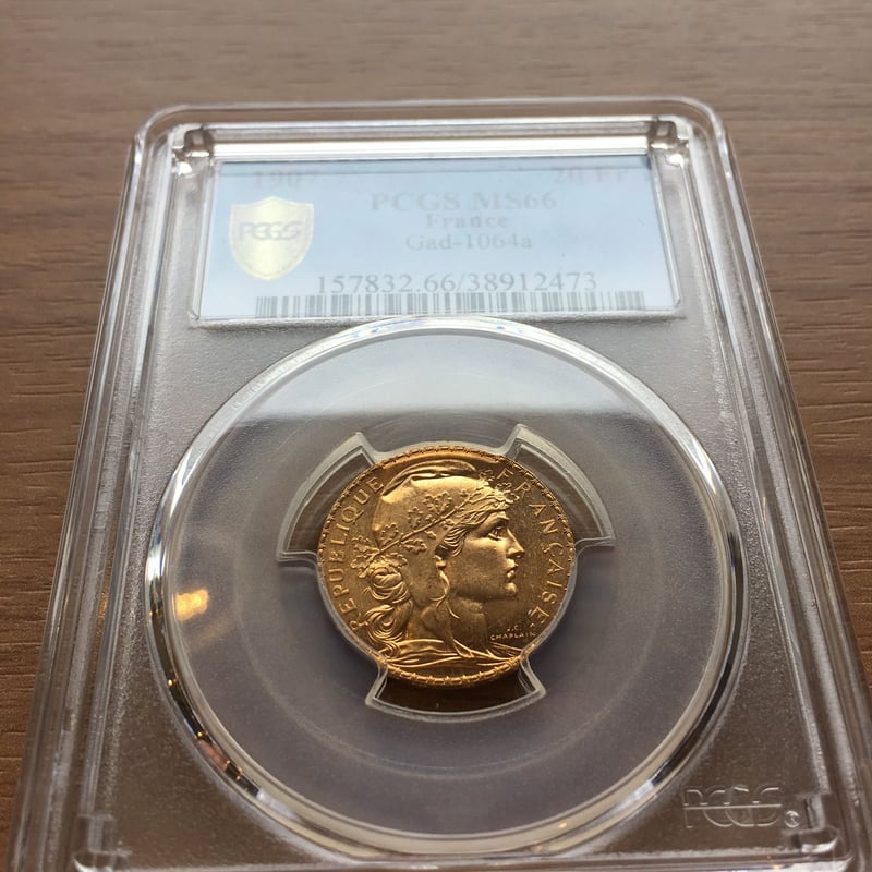 PCGS MS66】フランス 1907年 20フラン ルースター金貨 コイン ゴールド