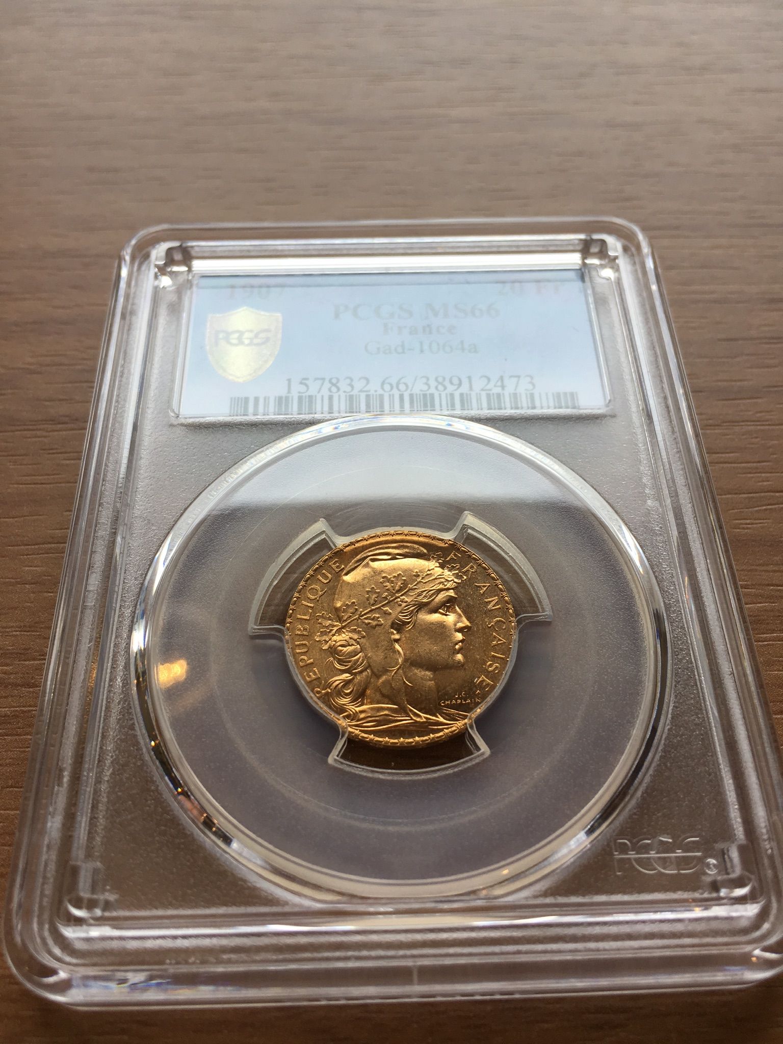PCGS MS66】フランス 1907年 20フラン ルースター金貨 コイン ゴールド