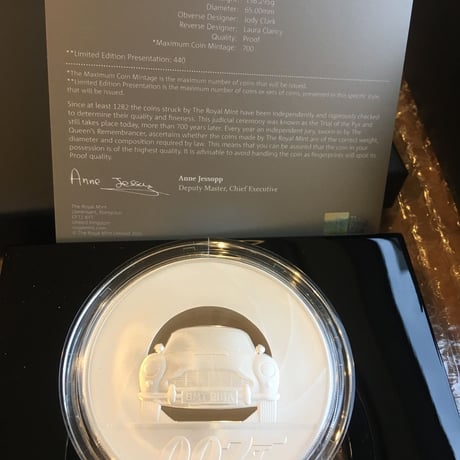 【007・５オンス銀貨】2020年 007 ジェームズ・ボンド 10ポンド銀貨  プルーフコイン シルバー 英国 イギリス ロイヤルミント James Bond Royal Mint