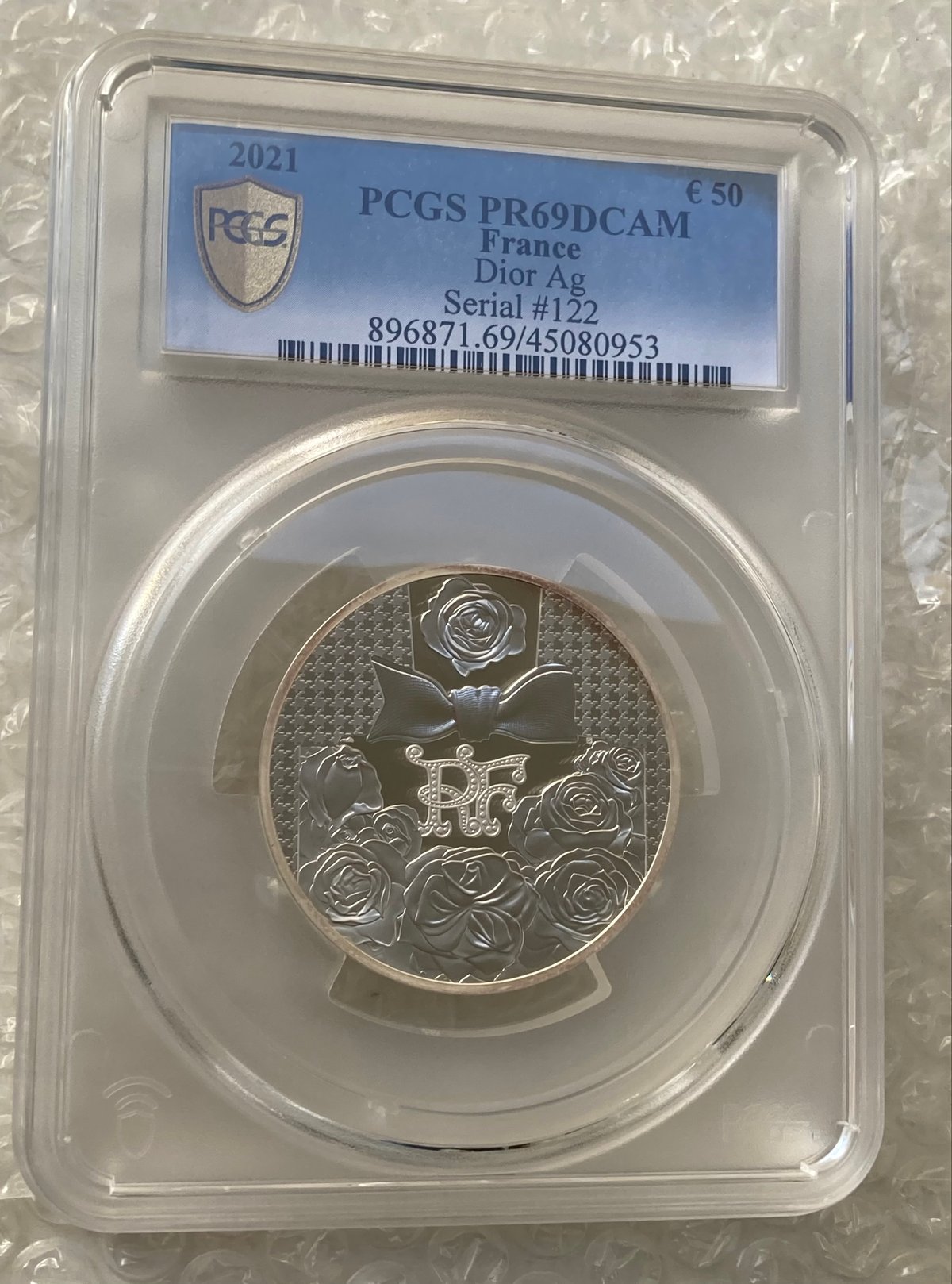 PCGS鑑定PR69】Dior公式 ディオール 5オンス銀貨 50ユーロ シルバー