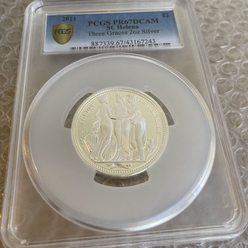 PCGS PR67DCAM】2オンス銀貨 スリーグレイセス 2021年 セントヘレナ 2oz