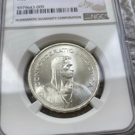 NGC鑑定MS65 スイス ウィリアム・テル 1954年 5フラン銀貨 シルバー アンティークコイン モダンコイン