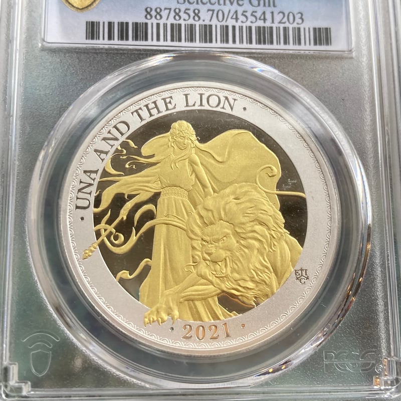 2023 ウナとライオン 1oz £1ゴールドプレート銀貨 NGCPF70UC④