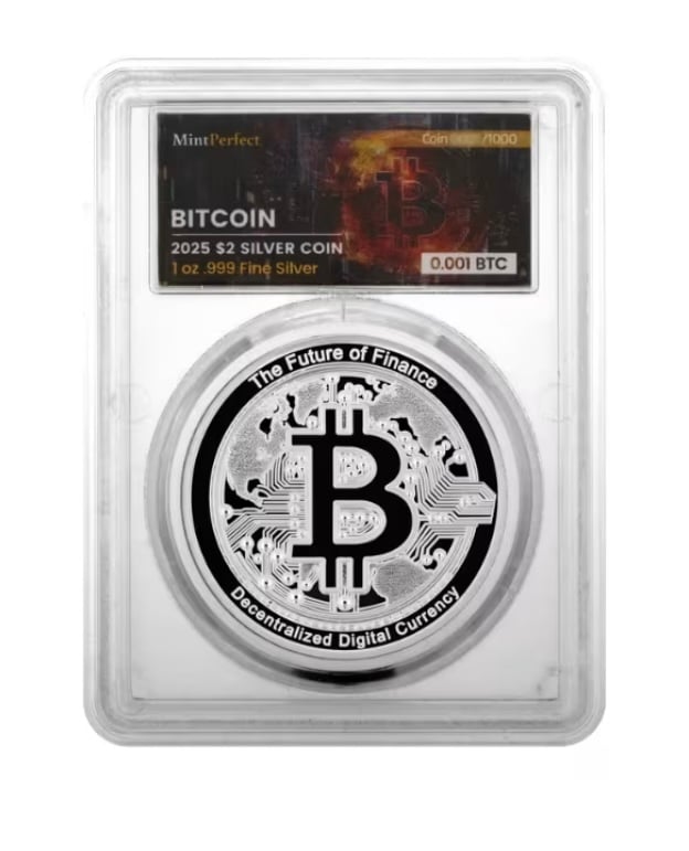 CRYPTO COIN クリプトコイン 純銀 ビットコイン プルーフ 純銀 BTC GOLD / Pure Silver Bitcoin (Gold plating) / CR-0001