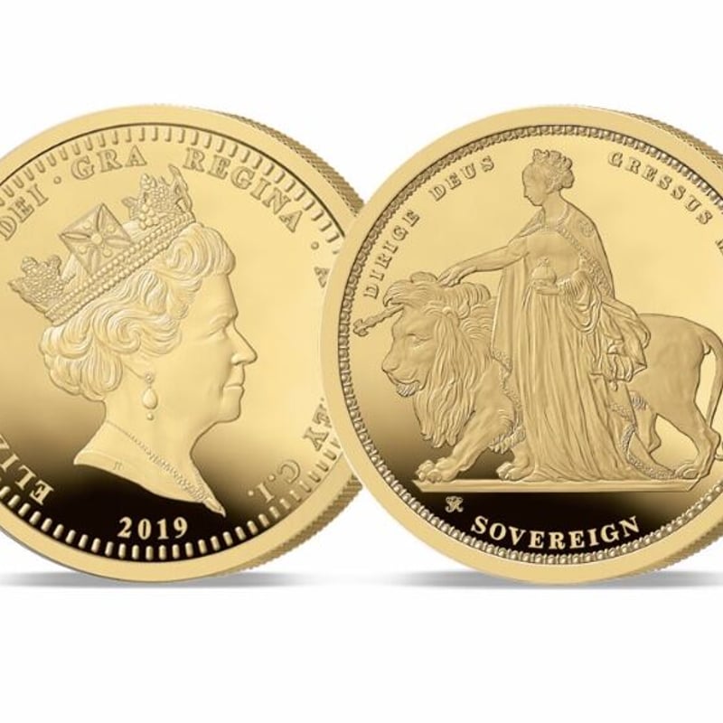 ウナとライオン 2019 オルダニー島 24k 1ソブリン金貨 ゴールド