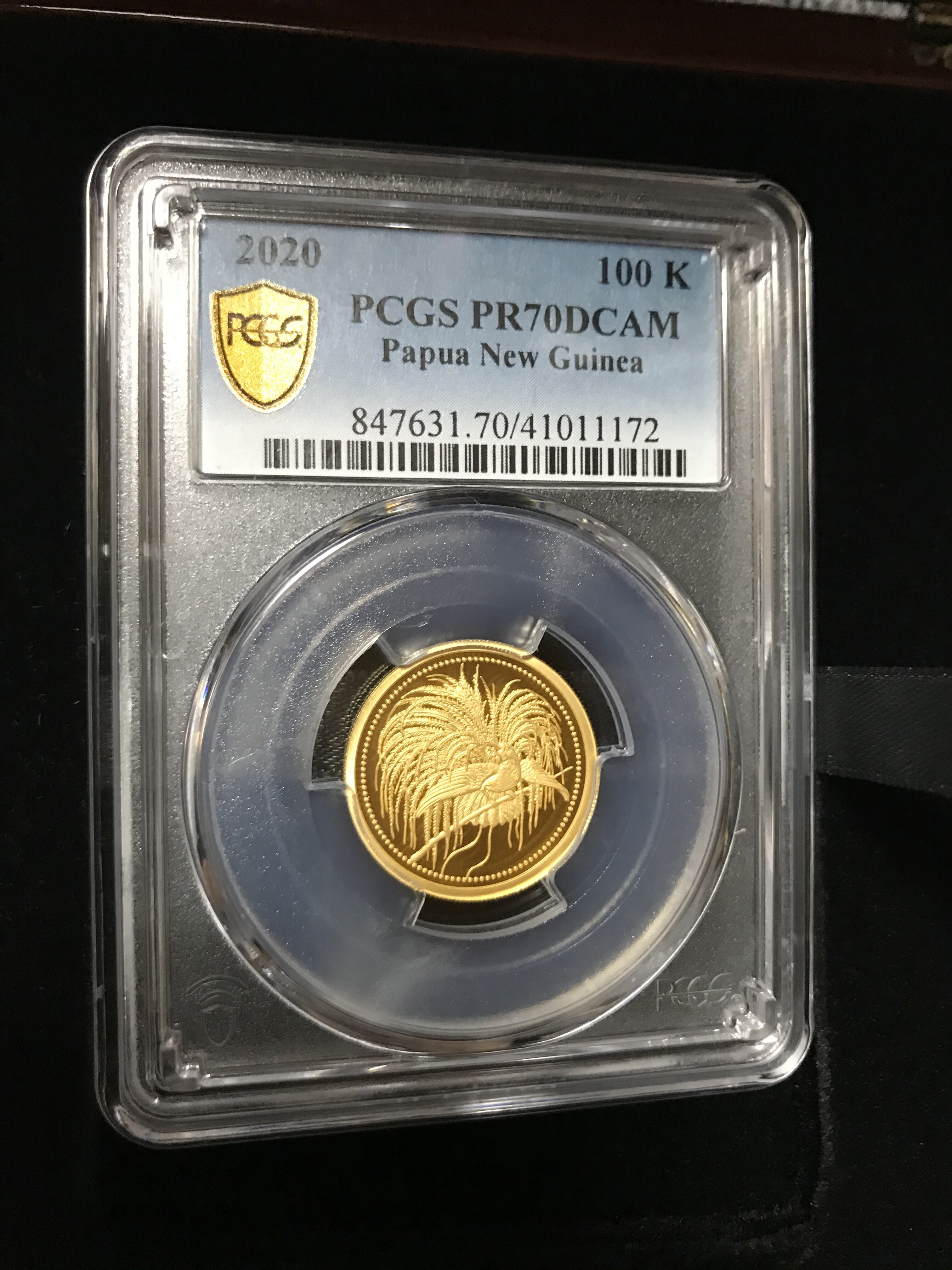 2020年 パプアニューギニア 極楽鳥　2オンス銀貨　PCGS70DCAM 2020 パプアニューギニア 極楽鳥 100キナ 1/4オンス 金貨 プルーフ