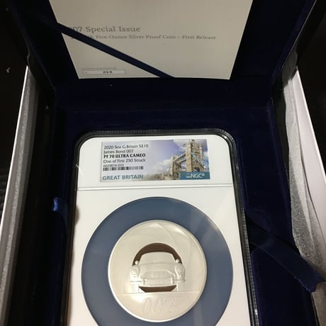 【NGC PF70UC】初期250枚 007 ジェームズ・ボンド 5オンス 10ポンド銀貨 プルーフコイン シルバー 2020年 英国 イギリスロイヤルミント royal mint