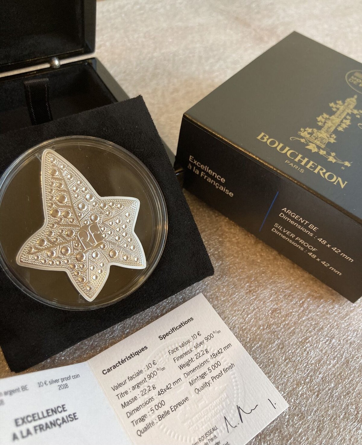 BOUCHERON - ブシュロン BOUCHERON 銀貨　シルバーコイン　記念硬貨　ノベルティ　銀貨 BOUCHERON公式 フランス造幣局 ブシュロン 2018年 50ユーロ銀貨