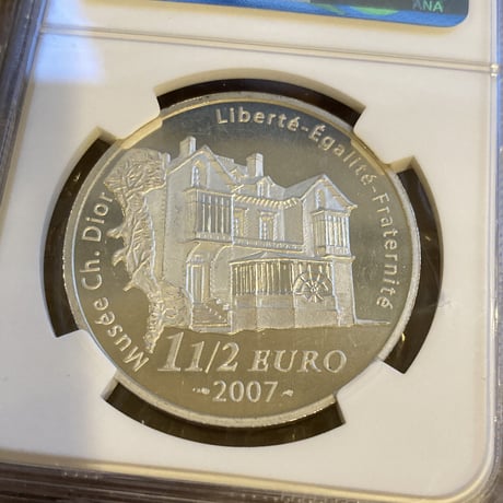 【NGC鑑定済】Dior公式 フランス造幣局 2007年 ディオール 1.5ユーロ銀貨 クリスチャンディオール プルーフコイン