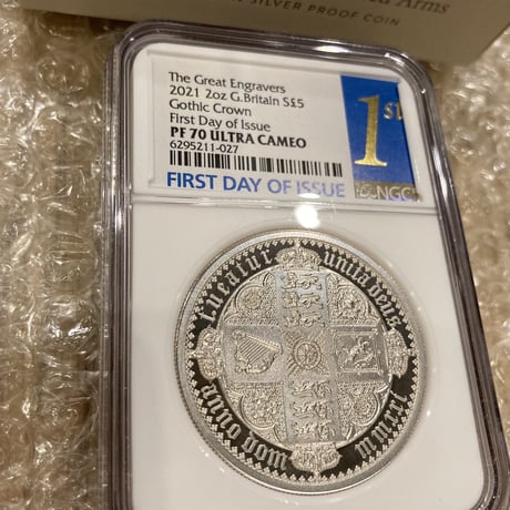 【NGC70鑑定+FDI】2オンス銀貨 ロイヤルミント版 ゴチッククラウン GOTHIC CROWN 2021 5ポンド シルバープルーフコイン ゴシック 2oz