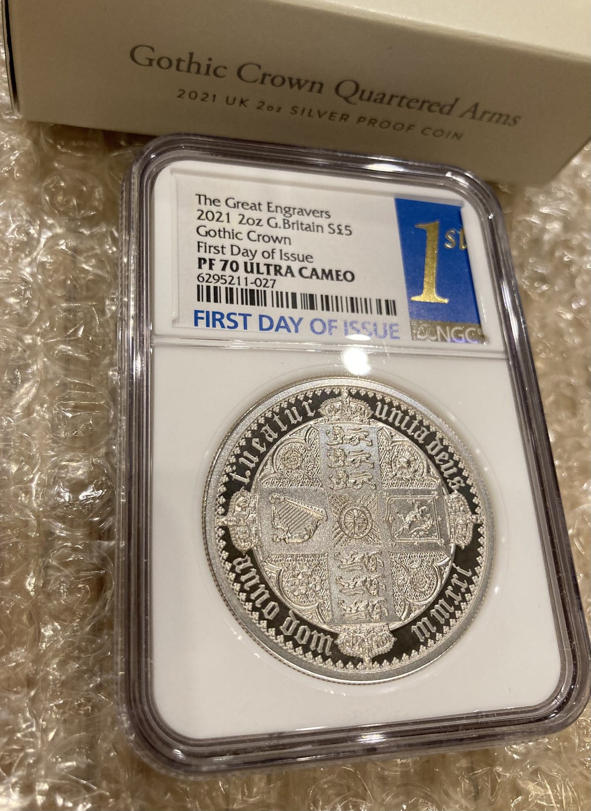 NGC70鑑定+FDI】2オンス銀貨 ロイヤルミント版 ゴチッククラウン